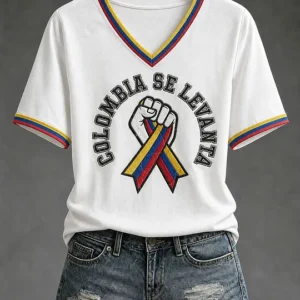 Women's Colombia Se Levanta Printed Casual T-Shirt