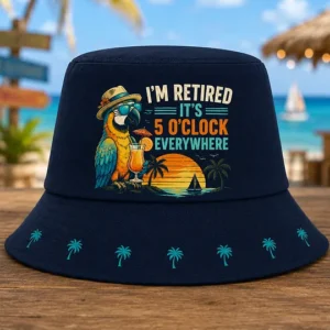 Unisex I'm Retired It's 5 O'clock Everywhere Parrot Print Casual Hat 1