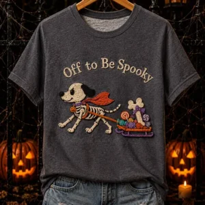 Women's Off to Be Spooky Skeleton Dog T-shirt V1