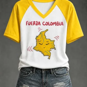 Women?s Fuerza Colombia Printed Casual T-Shirt v3