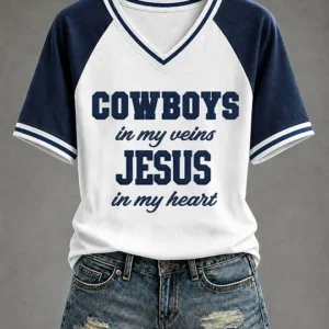 Women's Game Day Football Print Casual T-Shirt V2
