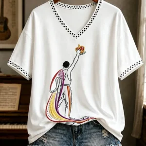 Women's UK Music Lover Q Art Printed short-sleeved T-shirt v3