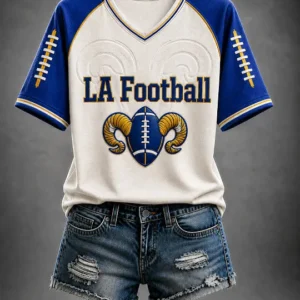 Women's Football Los Angeles Printed V-neck T-shirt V8