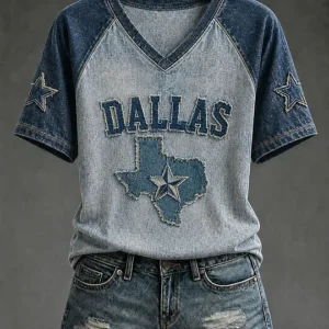 Women's Dallas Football Print Casual T-Shirt V4