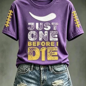 Women's Just One Before Die Football Print Short-sleeved T-shirt V2