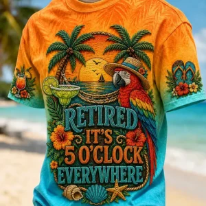 Men's I'm Retired It's 5 O'clock Everywhere Parrot Short Sleeve T-shirt V2