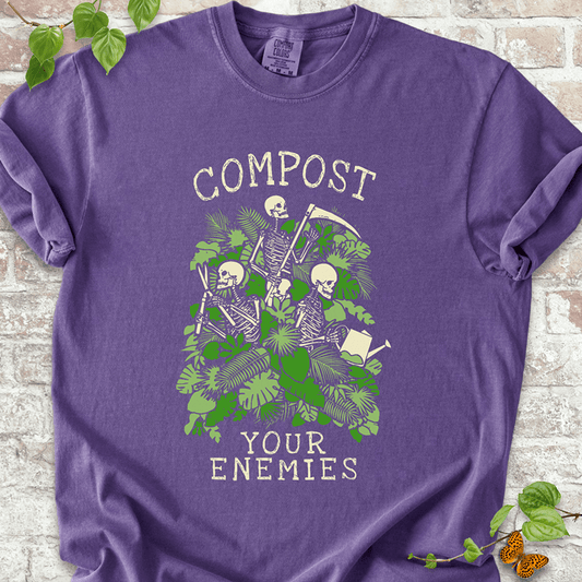 Compost Your Enemies Skeleton T Shirt Comfort Colors Grape