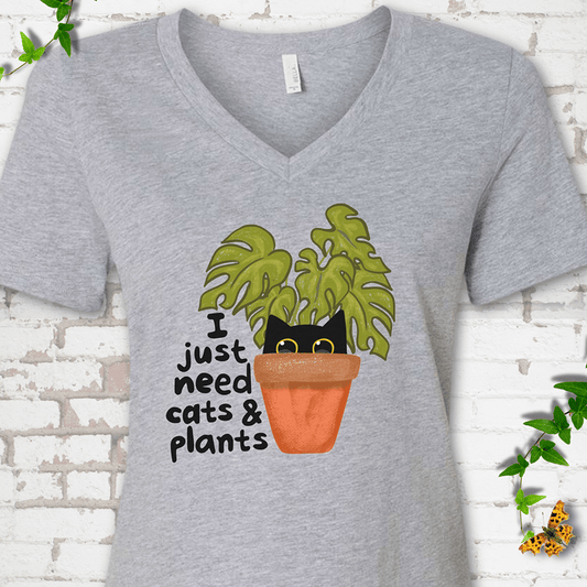 NeedCats Plants NeedCats Plants V NeckMockup AthleticHeather