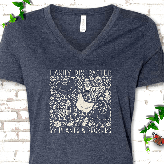Plants Peckers Plants Peckers V NeckMockup HeatherNavy