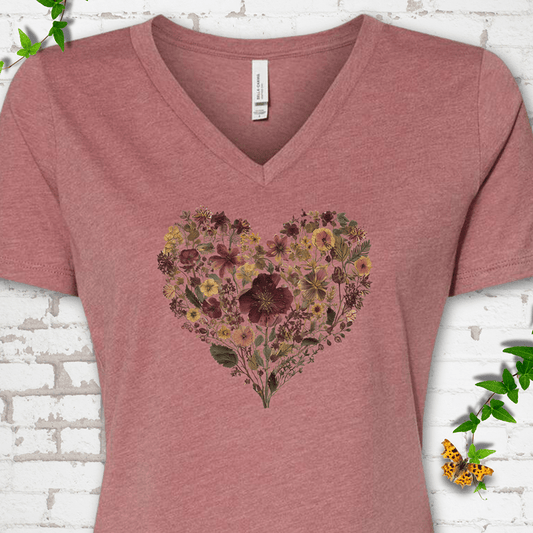 WildflowerHeart WildflowerHeart V NeckMockup HeatherMauve
