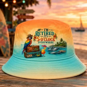 Unisex I'm Retired It's 5 O'clock Everywhere Parrot Print Casual Hat 7