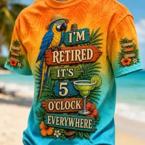 Men's I'm Retired It's 5 O'clock Everywhere Parrot Short Sleeve T-shirt V4