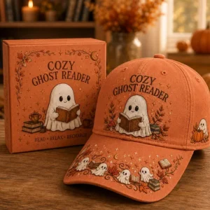 Unisex Vintage Autumn Cute Ghost Art  Print Hat