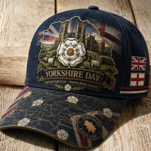 Unisex England Yorkshire Day White Roses Art Printed Hat 6