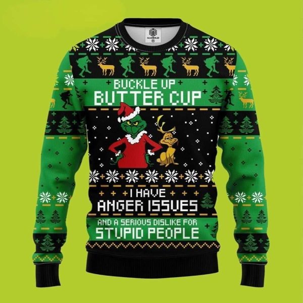 Buckle Up Butter Cup Grinch Max Funny Xmas Sweaters Grinch Ugly Sweater 1 600x600 1