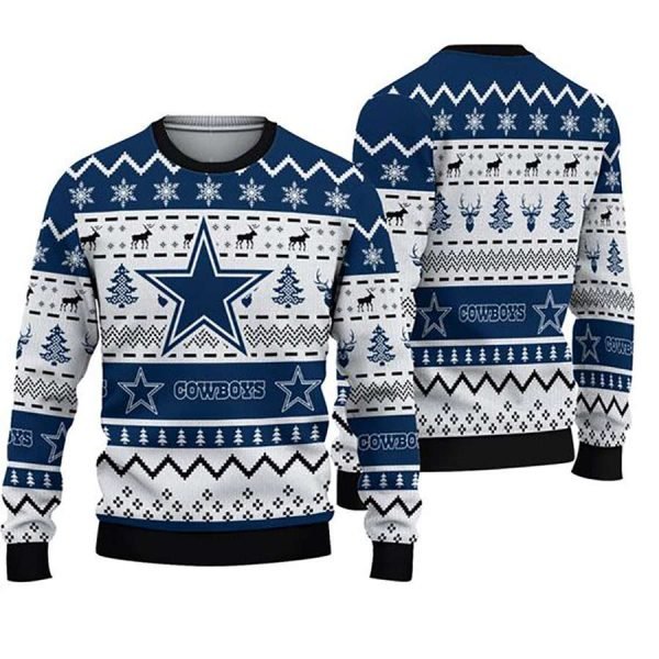 Dallas Cowboys Football Team Ugly Christmas Sweater Reindeer Christmas Sweater Cowboys Ugly Sweater 1 600x600 1