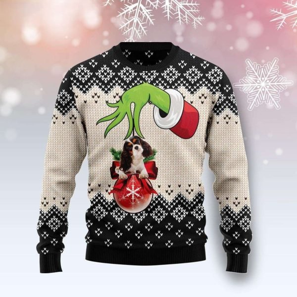 Dog And Ball Cavalier King Charles Spaniel Grinch Funny Xmas Sweaters Grinch Ugly Sweater 1 600x600 1