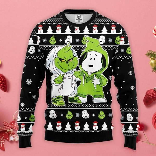 Grinch And Snoopy Merry Christmas Funny Xmas Sweaters Grinch Ugly Sweater 1 600x600 1