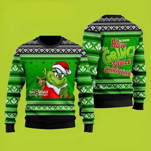 Grinch How The Grinch Stole Christmas Funny Xmas Sweaters Grinch Ugly Sweater 1 600x600 1