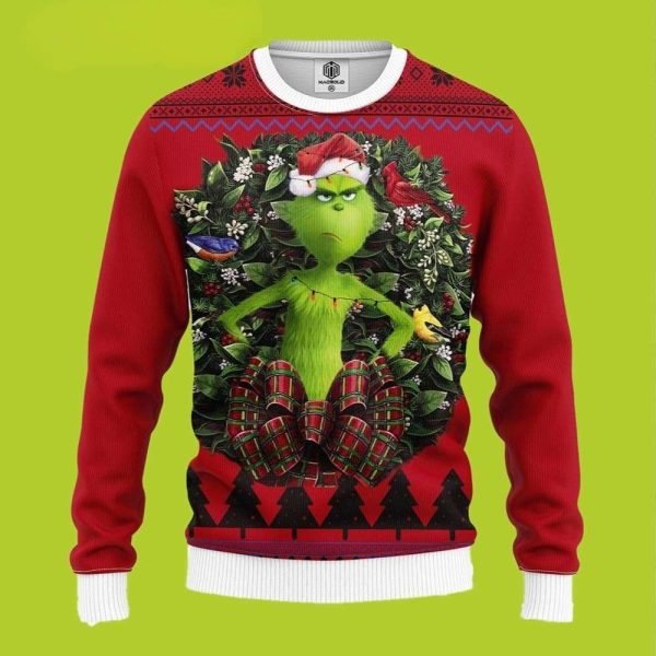 Grumpy Grinch Santa Hat Funny Xmas Sweaters Grinch Ugly Sweater 1 600x600 1