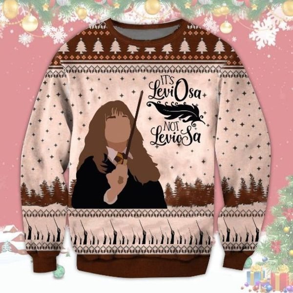 Hermione Its Leviosa Not Leviosa Harry Potter Ugly Christmas Sweater 1 600x600 1