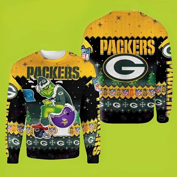 NFL Green Bay Packers Grinch Funny Xmas Sweaters Grinch Ugly Sweater 1 600x600 1