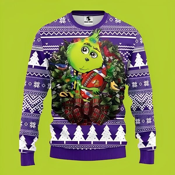 NFL Vikings Football Team Grinch Hug Funny Xmas Sweaters Grinch Ugly Sweater 1 1 600x600 1