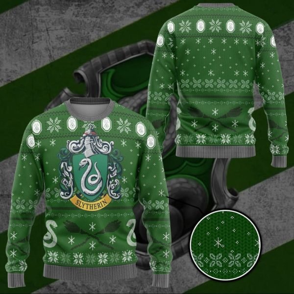 Slytherin Green Ver 2 Harry Potter Ugly Christmas Sweater 1 600x600 1