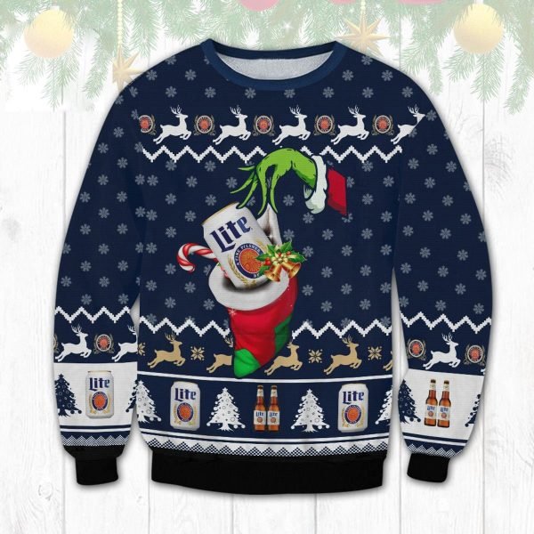 Ugly Grinch Christmas Sweater The Hand Miller Lite Beer 1 600x600 1