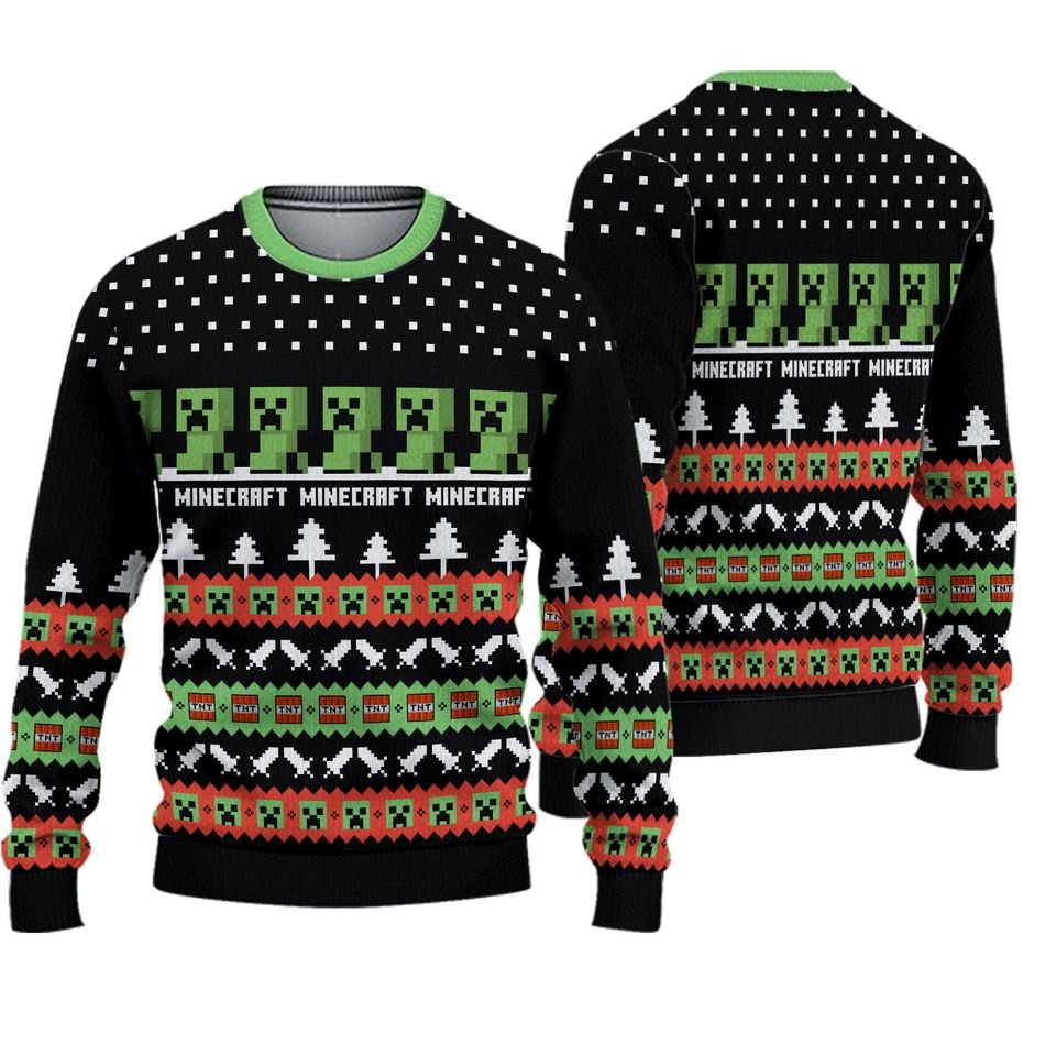 minecraft ugly christmas sweater creeper sweater family xmas gift for all ages holiday knitted sweater 39cdc2ec76939503489d38677a2db1f8