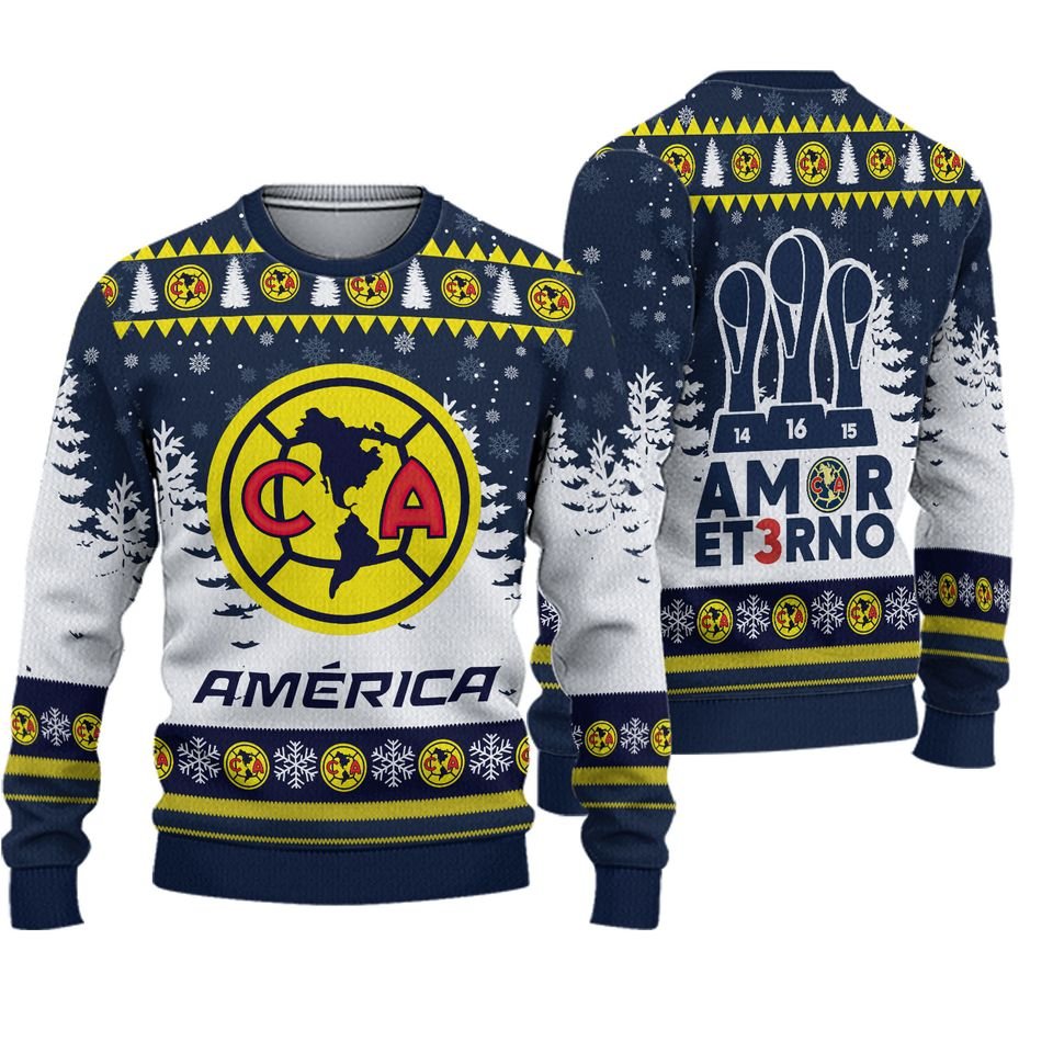 mockup club america amor et3rno soccer ugly christmas sweater dhn 021225 9d1c057518ae5bfdfa8d9fcdf30f1c0d