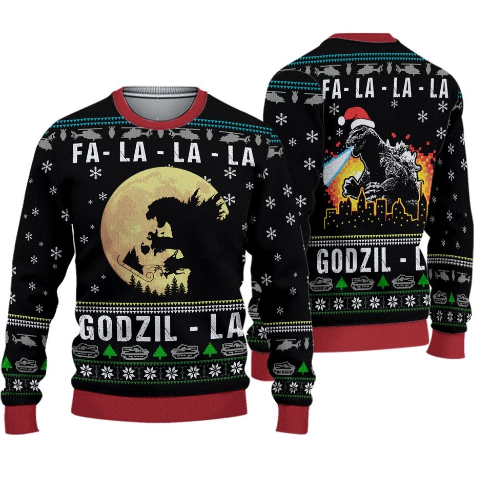 new falalala godzil la god zilla ugly christmas sweater xmas shirt gift ptt02112025 f03fea47ca7ea46500de51da2ae30b8c