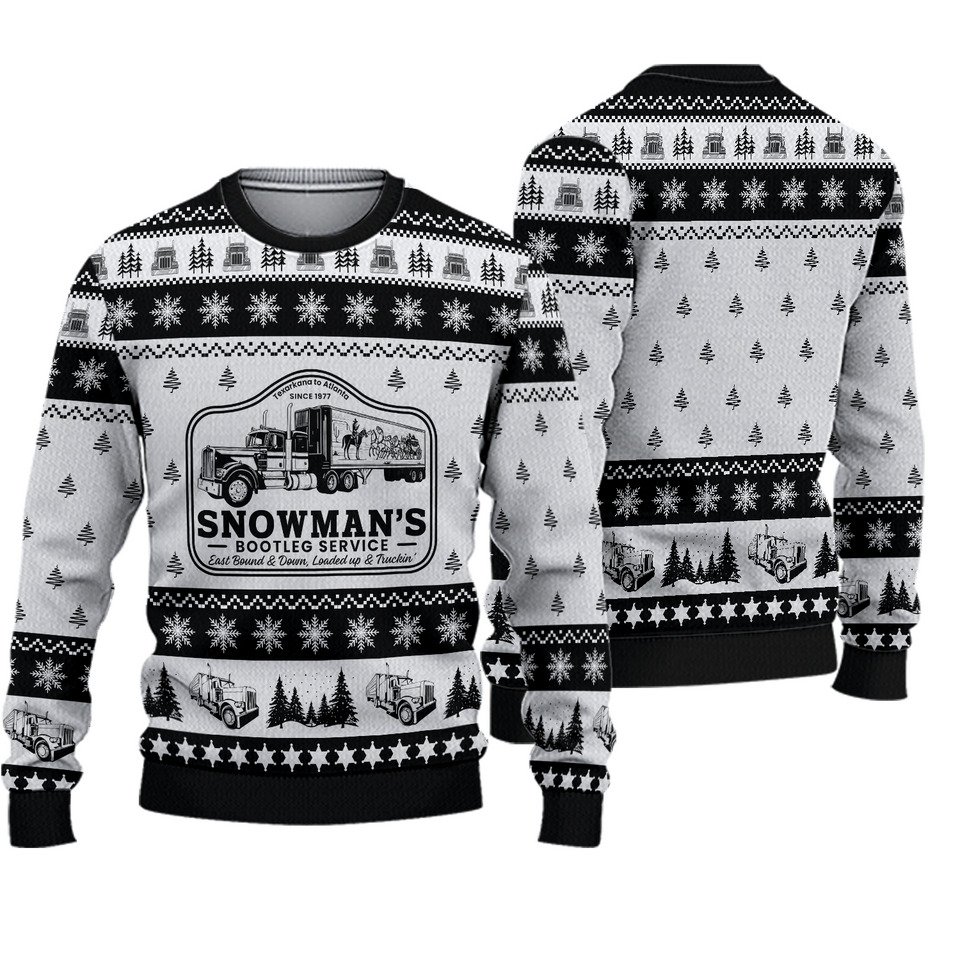 snowmans bootlegging service ugly christmas sweater retro trucker holiday jumper funny 80s movie inspired xmas gift for drivers ttg131225 0fc95380abd2aa22c6ed8bd884db624b